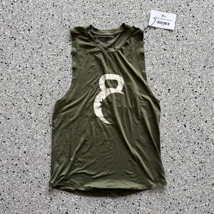 ZYIA Olive Green Kettlebell Graphic Active Tank
